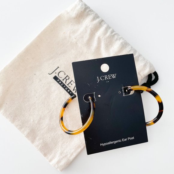 J. Crew Factory Tortoise Hoop Earrings - Picture 3 of 3